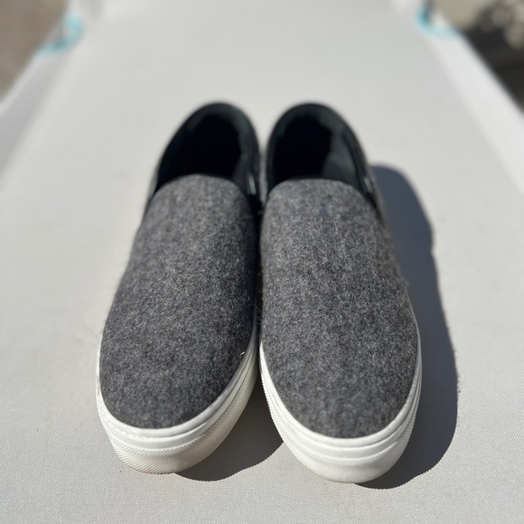 Celine Gray Wool Platform Slip-Ons - Picture 1 of 5